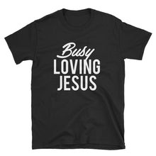 Load image into Gallery viewer, "Busy Loving Jesus™" MonoChrome Tee (Black/Navy)